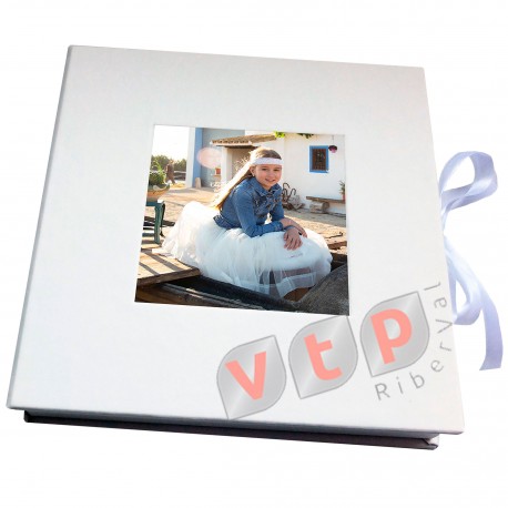 Mod IC2020B Foto 20x20+PVC+Soporte+Caja Blanco Liso Madera 4 cm con lazo